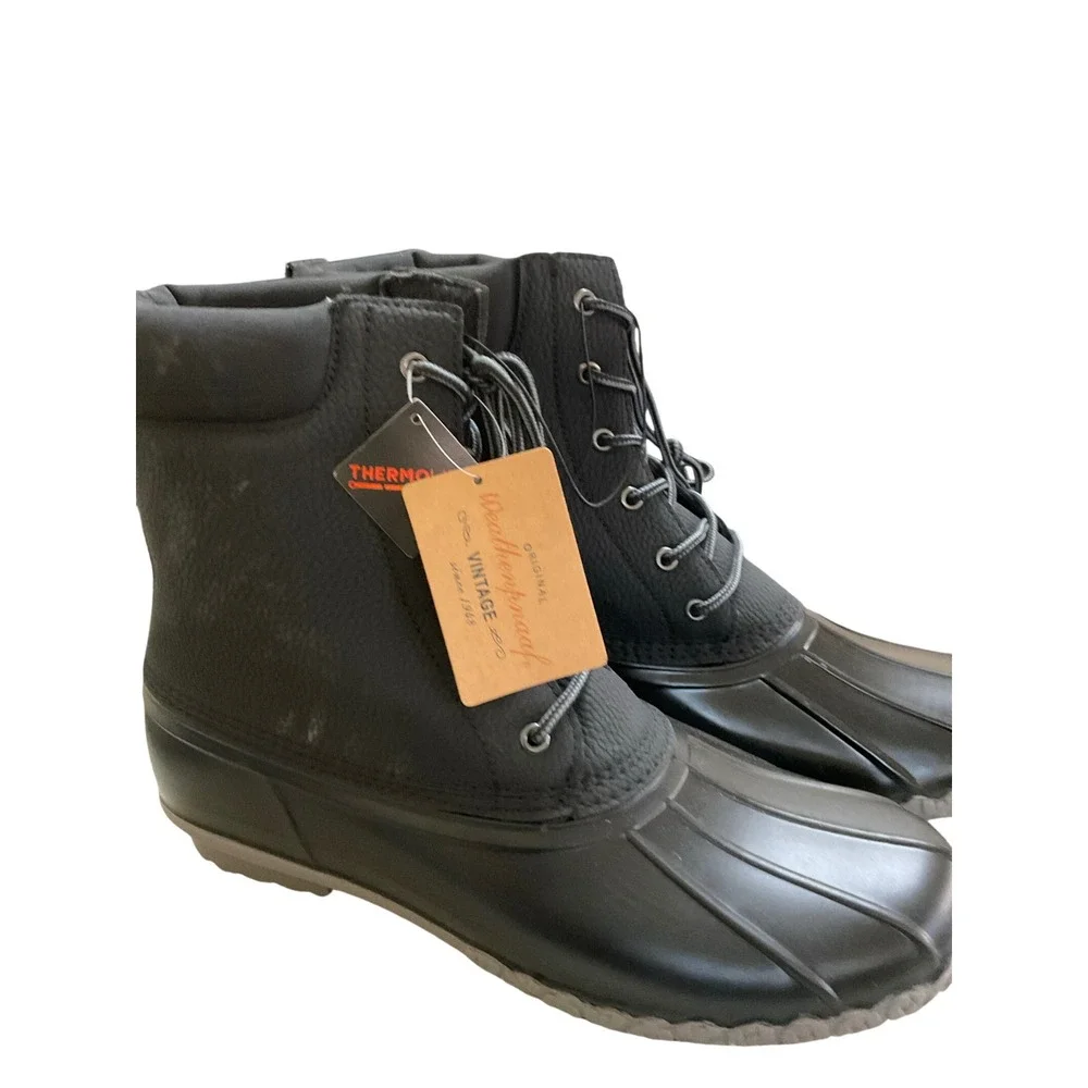 Weatherproof Vintage Duck Boots Men Size 8 Black New All-Weather Thermolite